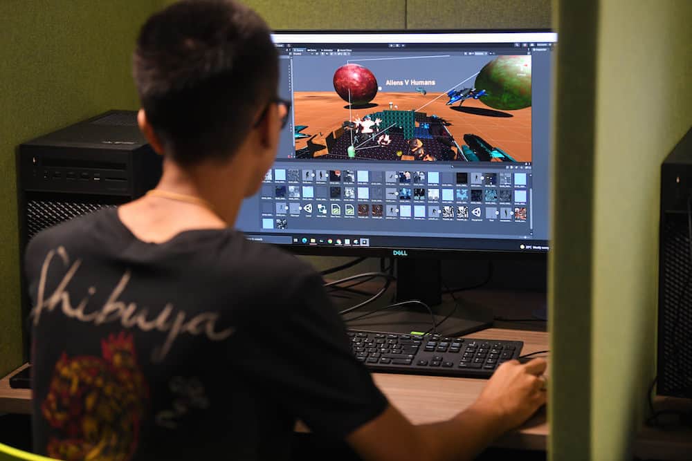 Games Design learner creating a 3D environment