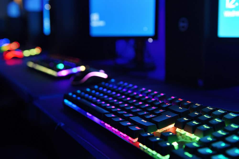Close up of RGB keyboard in the Tech Campus