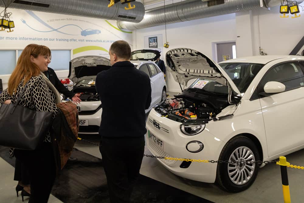 Demonstrating electrical and hybrid vehicles at the Net Zero Skills Centre