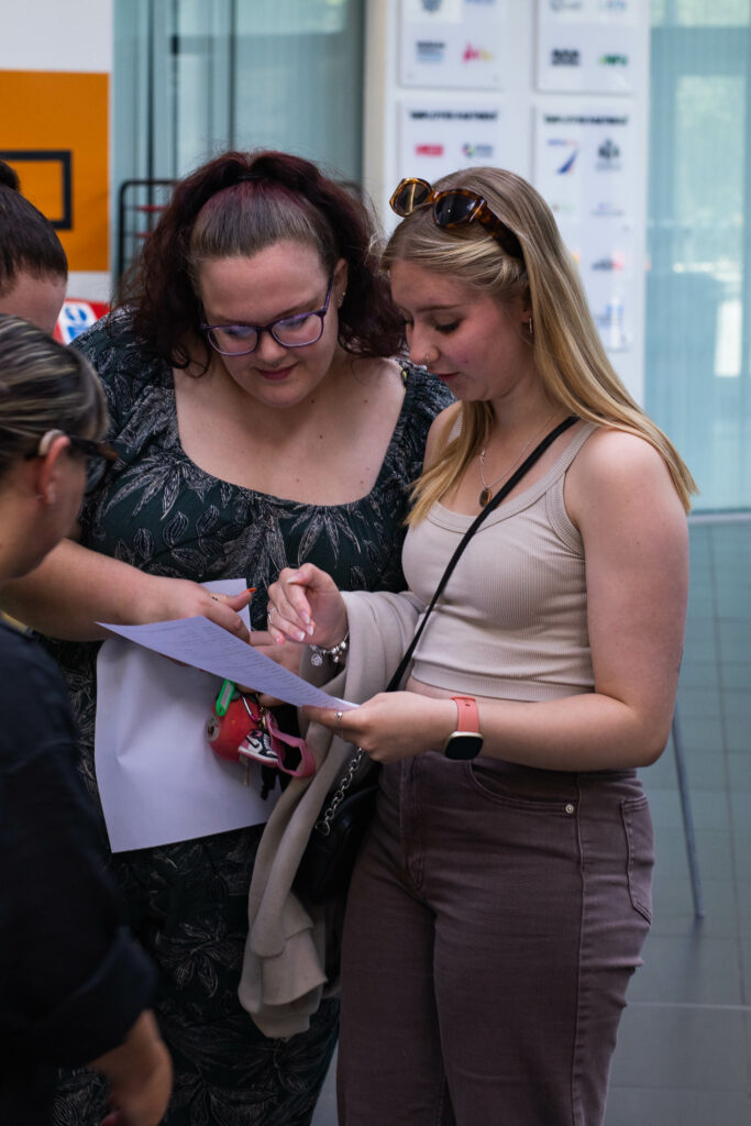Abi Kemp receiving her T Level results