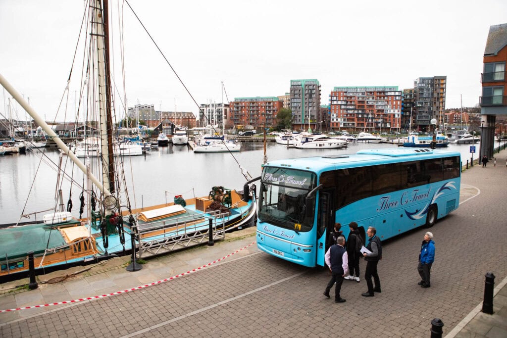 learners boarding coach to tour ipswich port