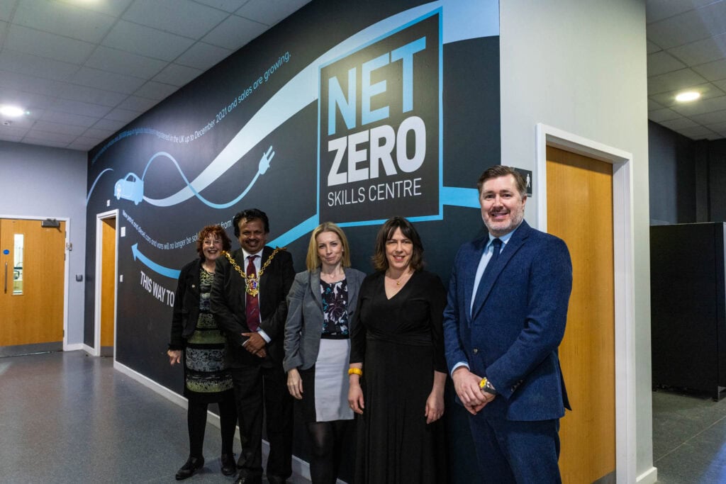 The mayor of Ipswich with college executives at the Net Zero launch